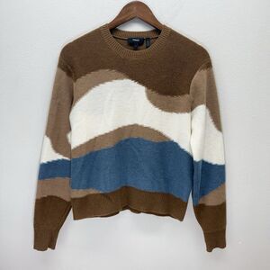 THEORY Intarsia 100% Cashmere Pullover Sweater Size XS geometric Abstract Cozy